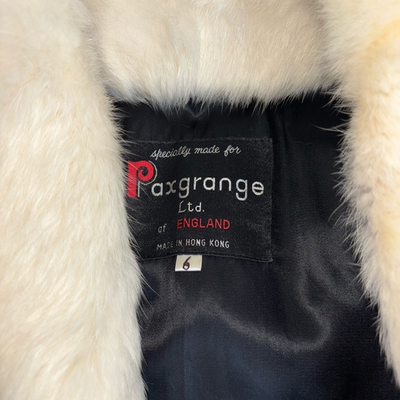 Vintage Genuine Rabbit Fur Coat Cream/ White Colored Size 6 - Picture 8 of 11